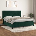 vidaXL Boxspringbett mit Matratze Dunkelgrün 200x200 cm Samt