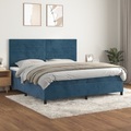 vidaXL Boxspringbett mit Matratze Dunkelblau 200x200 cm Samt
