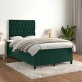 vidaXL Boxspringbett mit Matratze Dunkelgrün 120x200 cm Samt