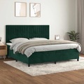 vidaXL Boxspringbett mit Matratze Dunkelgrün 200x200 cm Samt