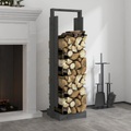 vidaXL, vidaXL Kaminholzhalter Grau 33,5x30x110 cm Massivholz Kiefer