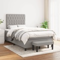 vidaXL Boxspringbett mit Matratze Hellgrau 120x200 cm Stoff