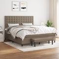 vidaXL Boxspringbett mit Matratze Taupe 160x200 cm Stoff