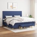 vidaXL Boxspringbett mit Matratze Blau 200x200 cm Stoff