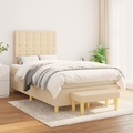vidaXL Boxspringbett mit Matratze Creme 120x200 cm Stoff