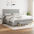vidaXL Boxspringbett mit Matratze Hellgrau 160x200 cm Stoff