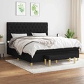 vidaXL Boxspringbett mit Matratze Schwarz 160x200 cm Stoff