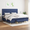 vidaXL Boxspringbett mit Matratze Blau 200x200 cm Stoff