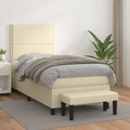 vidaXL Boxspringbett mit Matratze Creme 90x200 cm Kunstleder