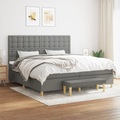 vidaXL Boxspringbett mit Matratze Dunkelgrau 200x200 cm Stoff