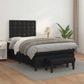 vidaXL Boxspringbett mit Matratze Schwarz 120x200 cm Kunstleder