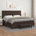 vidaXL Boxspringbett mit Matratze Braun 200x200 cm Kunstleder