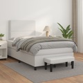 vidaXL Boxspringbett mit Matratze Weiß 120x200 cm Kunstleder
