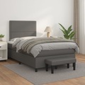 vidaXL Boxspringbett mit Matratze Grau 120x200 cm Kunstleder