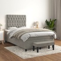 vidaXL Boxspringbett mit Matratze Hellgrau 120x200 cm Samt