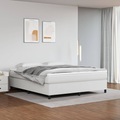 vidaXL Boxspringbett mit Matratze Weiß 160x200 cm Kunstleder