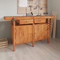 vidaXL Werkbank mit Schubladen Schraubstöcken 162x62x83 cm Akazienholz