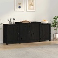vidaXL, vidaXL Sideboard Schwarz 164x37x68 cm Massivholz Kiefer
