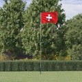 vidaXL, vidaXL Schweizer Flagge mit Mast 5,55 m Aluminium