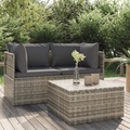 vidaXL, vidaXL 3-tlg. Garten-Lounge-Set mit Kissen Grau Poly Rattan