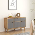 vidaXL Sideboard Braun und Grau 114x43x73,5 cm Massivholz Kiefer