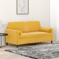 vidaXL 2-Sitzer-Sofa mit Kissen Hellgelb 140 cm Samt