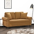 vidaXL 2-Sitzer-Sofa mit Kissen Braun 120 cm Samt