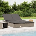 vidaXL, vidaXL Sonnenliegen 2 Stk. Grau 201x55x20 cm Poly Rattan