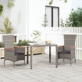 vidaXL Gartenstühle mit Kissen 2 Stk. Poly Rattan Grau