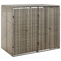 vidaXL Mülltonnenbox für 2 Tonnen Grau 140x80x117 cm Poly Rattan