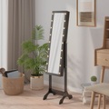 vidaXL, vidaXL Standspiegel mit LED Schwarz 34x37x146 cm