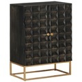 vidaXL Sideboard Schwarz 55x34x75 cm Massivholz Mango und Eisen