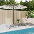 vidaXL, vidaXL Strandstühle 2 Stk. Klappbar Creme Aluminium und Textilene