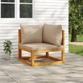 vidaXL Modular-Ecksofa mit Taupe Kissen Massivholz Akazie