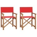 vidaXL Regiestühle 2 Stk. Klappbar Rot Massivholz Teak