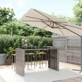 vidaXL Bartisch mit Glasplatte Grau 185x80x110 cm Poly Rattan