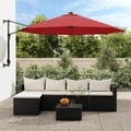 vidaXL Wand-Sonnenschirm mit LEDs Knallrot 290 cm