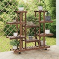 vidaXL Blumenständer mit Rollen 110x25x115 cm Massivholz Tanne