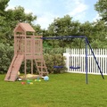 vidaXL Spielturm mit Schaukeln Kletterwand Massivholz Douglasie