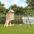vidaXL Spielturm mit Kletterwand und Schaukeln Massivholz Kiefer