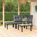 vidaXL 4-tlg. Garten-Lounge-Set Schwarz und Grau Poly Rattan