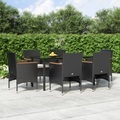 vidaXL 7-tlg. Garten-Essgruppe mit Kissen Schwarz