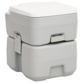 vidaXL, vidaXL Camping-Toilette Tragbar Grau und Weiß 20+10 L HDPE