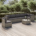 vidaXL, vidaXL 8-tlg. Garten-Lounge-Set mit Kissen Grau Poly Rattan
