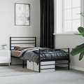 vidaXL Bettgestell mit Kopf- und Fußteil Metall Schwarz 90x200 cm