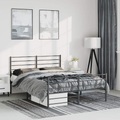 vidaXL Bettgestell mit Kopf- und Fußteil Metall Schwarz 135x190 cm