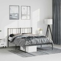 vidaXL Bettgestell mit Kopfteil Metall Schwarz 135x190 cm