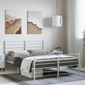 vidaXL Bettgestell mit Kopf- und Fußteil Metall Weiß 135x190 cm