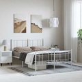 vidaXL Bettgestell mit Kopf- und Fußteil Metall Weiß 150x200 cm