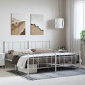 vidaXL Bettgestell mit Kopf- und Fußteil Metall Weiß 193x203 cm